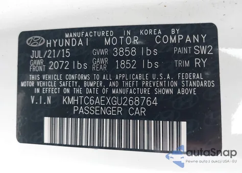 2016 Hyundai Veloster Turbo z USA, uszkodzony, nr VIN KMHTC6AEXGU268764